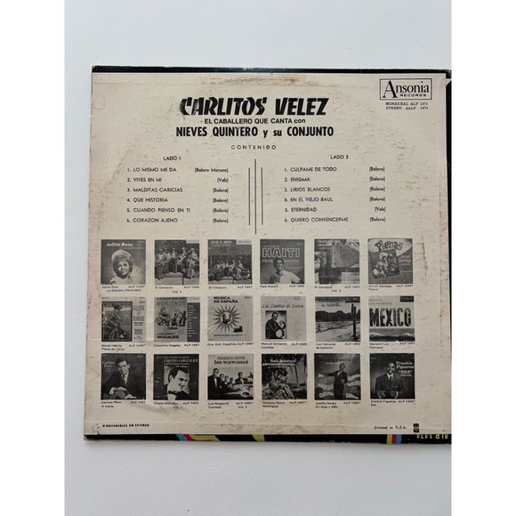 Carlitos Velez El Caballero Que Canta LP Ansonia Records SALP 1474 VG - Picture 2 of 7